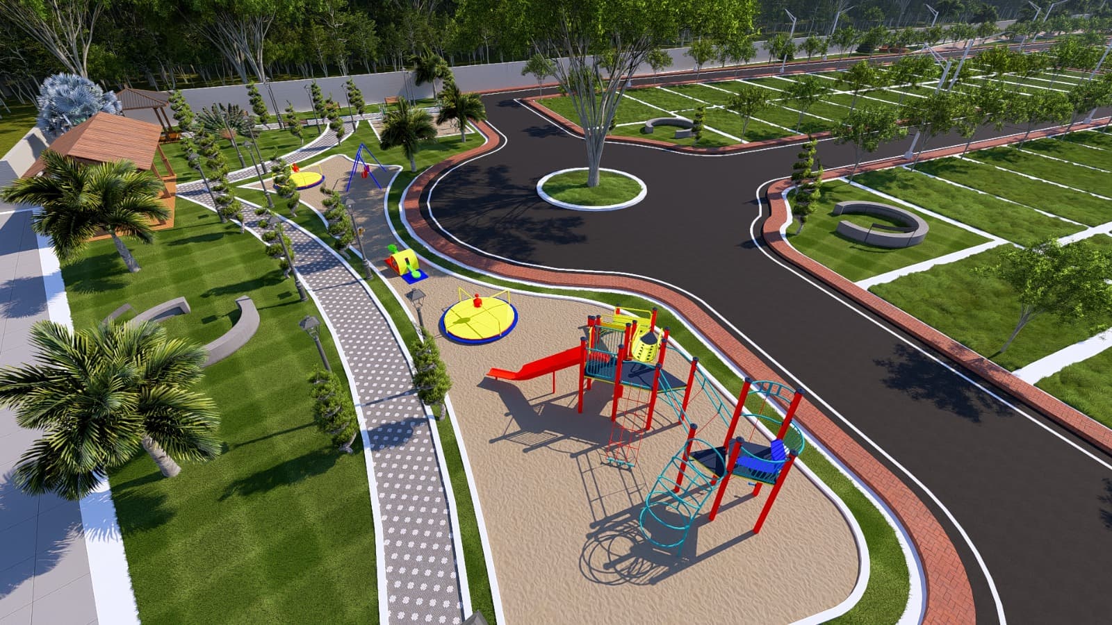 Children's playground and internal road